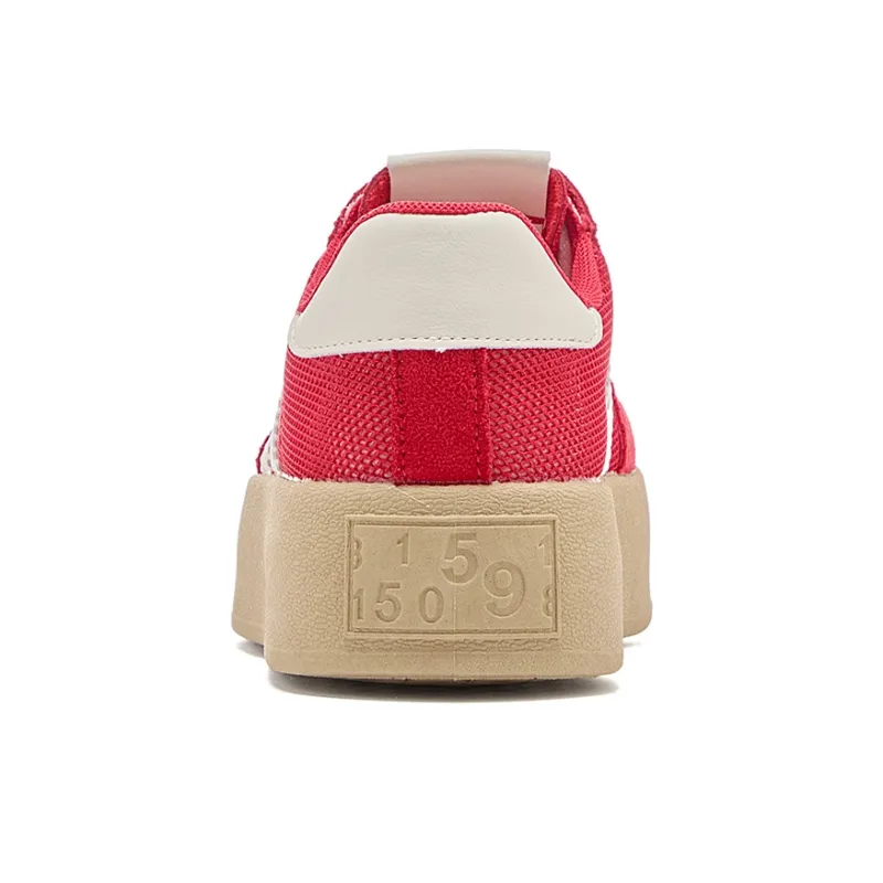 La Chapelle Anti Slip Wear Resistant Low Top Skateboard Shoes Women's Red-4
