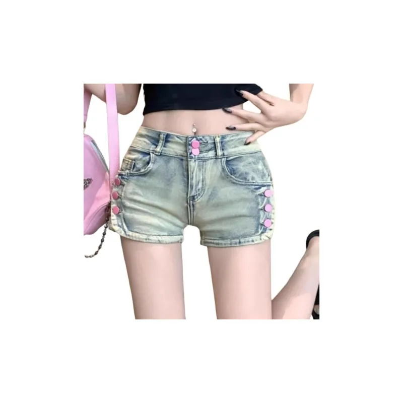 Honey Denim Shorts Women's Vintage Blue Stretch-0