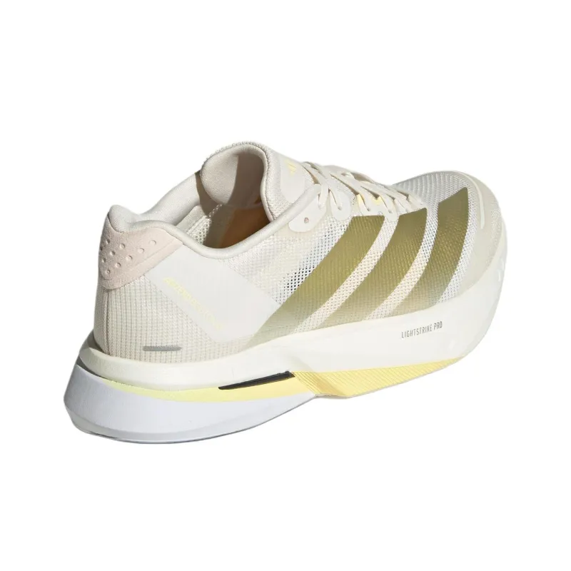 Adidas Adizero Boston 13 Anti Slip Wear Resistant Low Top Running Shoes Women's White Gold-3