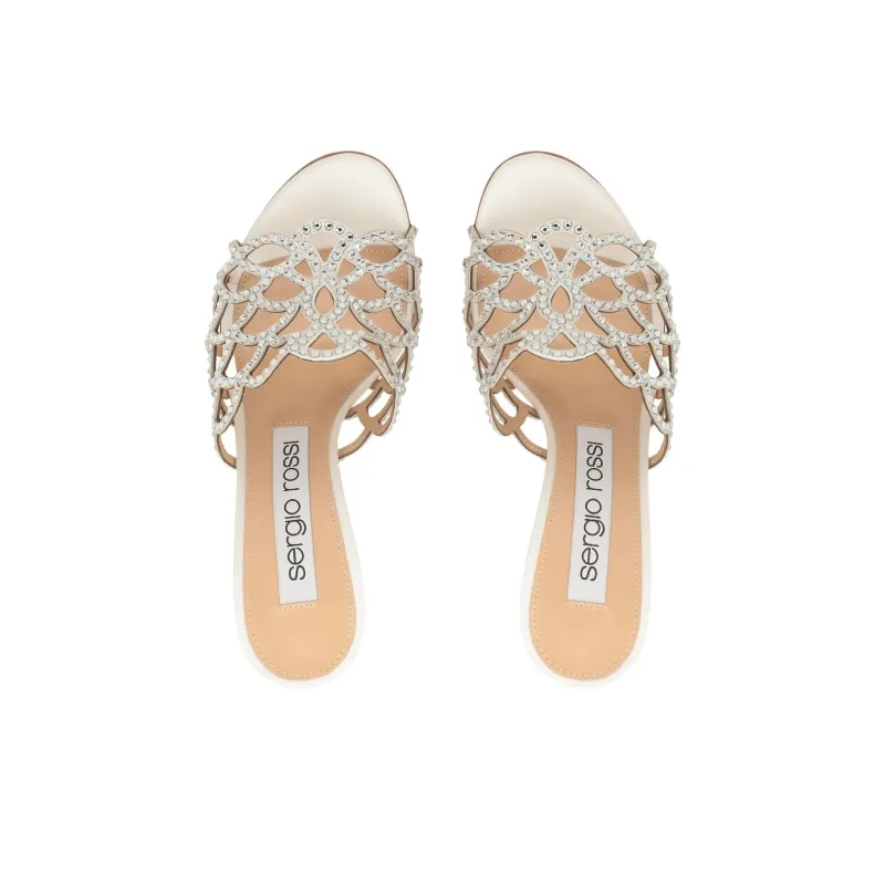 SERGIO ROSSI Sr Mermaid Slide Slippers 9cm Women's White-3