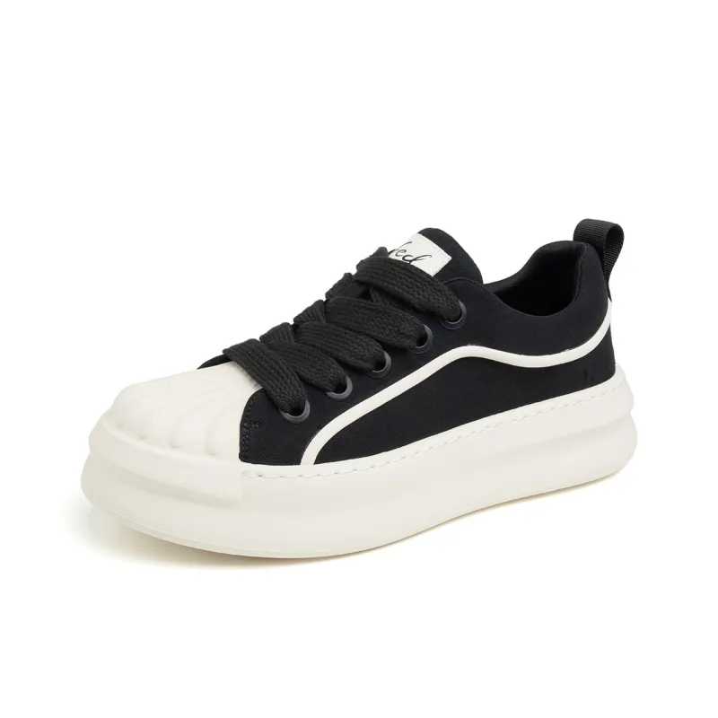 FED Lightweight Height Increasing Low Top Skateboard Shoes Men's Black-1