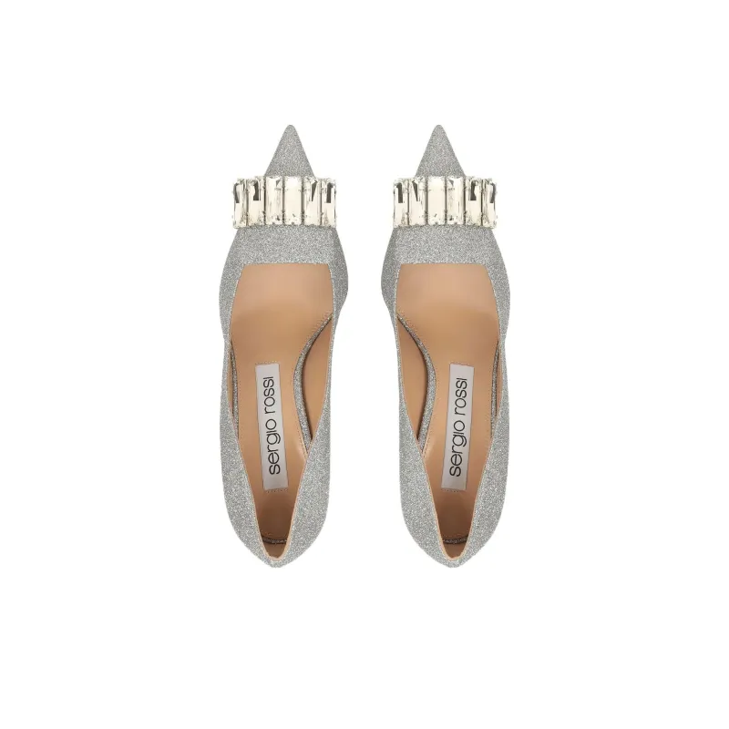 SERGIO ROSSI Sr1 Slim Heel High Heels 7.5cm Women's Silver-3