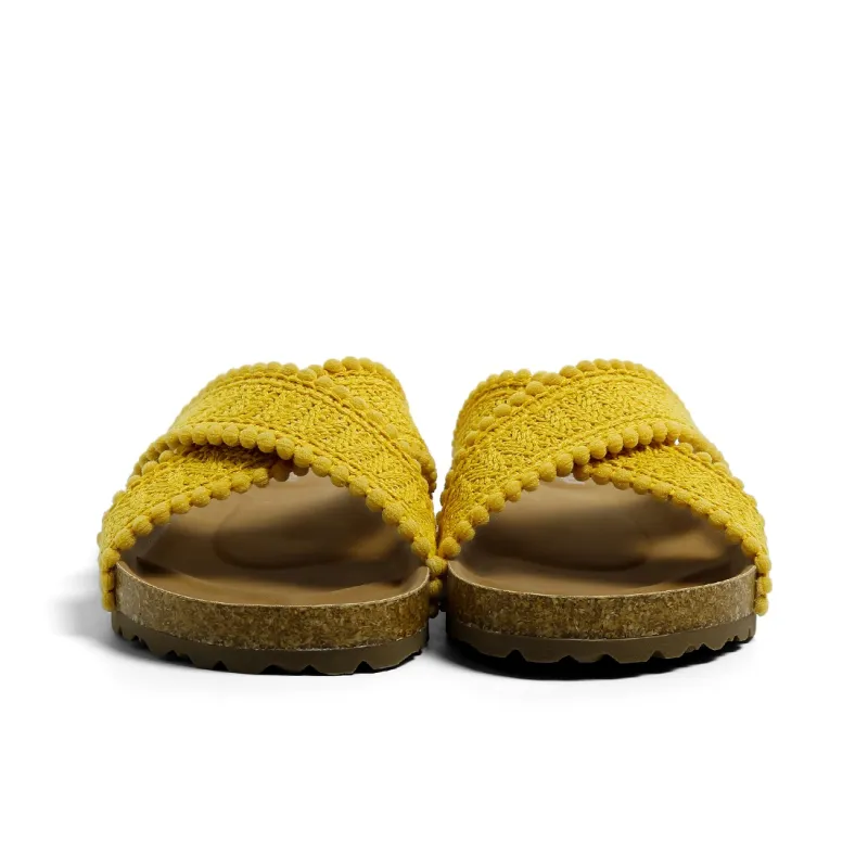 HUANQIU Slip Resistant Odor Resistant Slide Slippers Women's Yellow-3