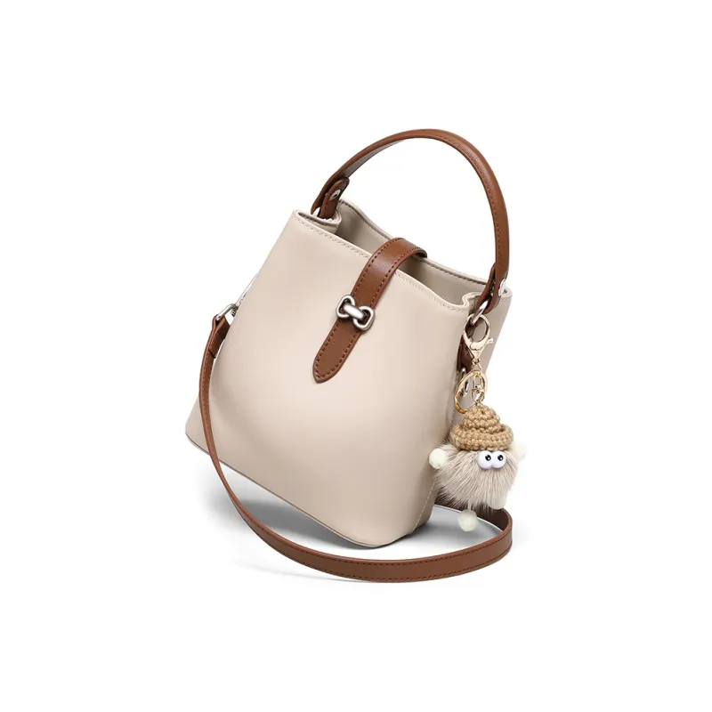 EBLAN Cow Leather Handbag Regular Women's Ecru-5