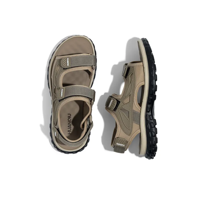 HUANQIU Beach Sandals Men Black-9