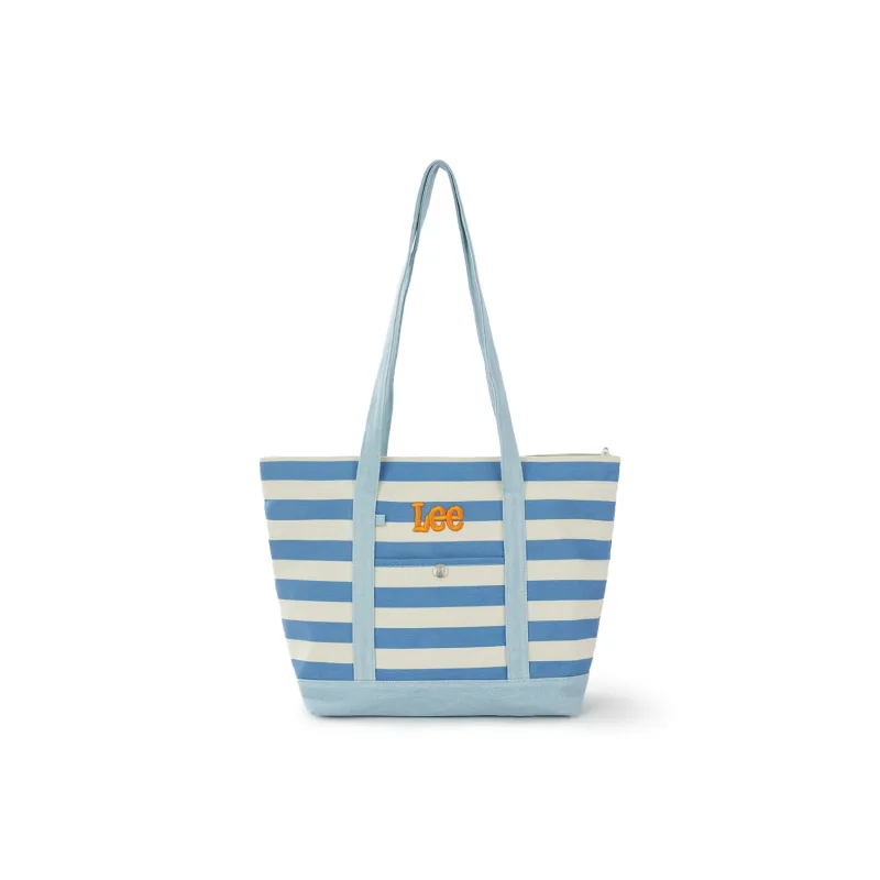 Lee Fabric Tote Handbag, Shoulder Bag Regular Women's Blue White Stripes-5