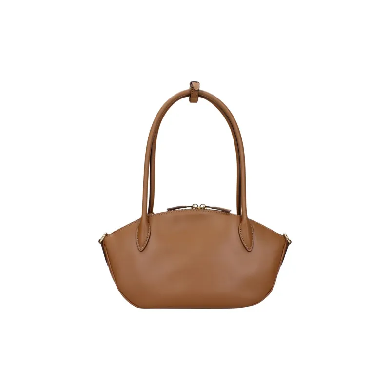 PRADA Leather Shoulder Bag Trumpets Women's Brown-2