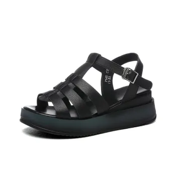 Golden Silk Rabbit Roman Sandals 5cm Women's