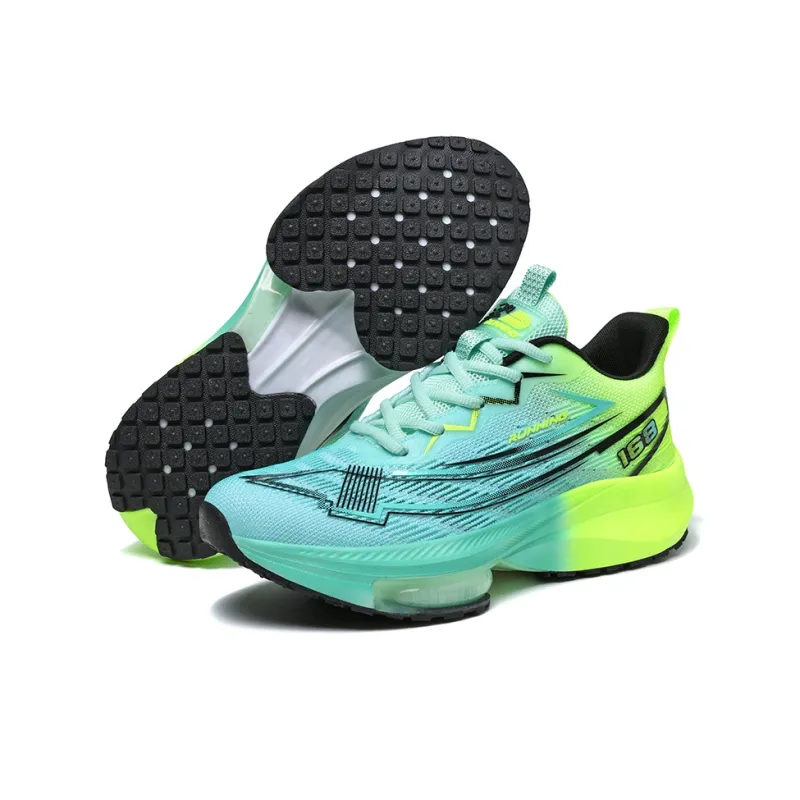 MEKY Running Shoes Men Low Top Black/White/Green-2