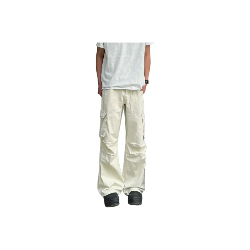 Menglaini Casual Pants Unisex Ecru-0