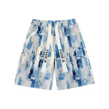 PASOK Casual Shorts Unisex PA013 Ink Splatter Blue