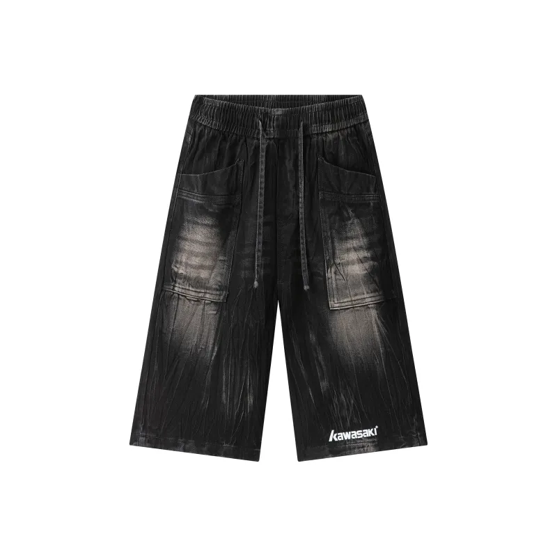 Kawasaki Denim Shorts Unisex Black-0