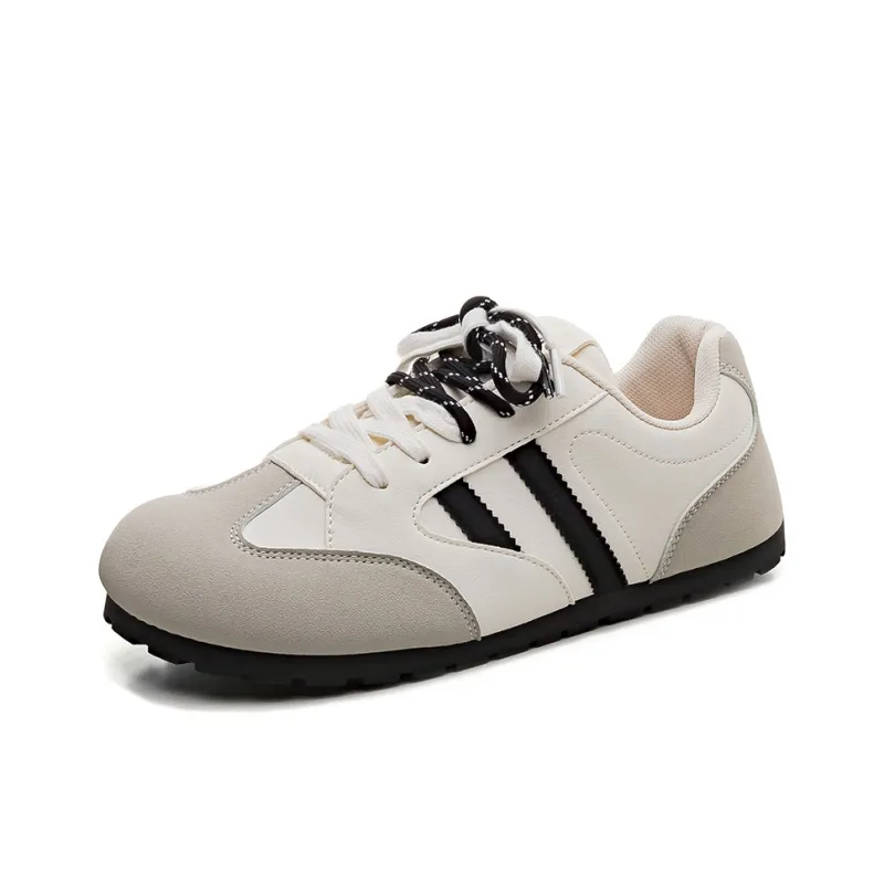 HUANQIU Slip Resistant, Abrasion Resistant, Lightweight Low Top Skateboard Shoes Women's Beige Black-1
