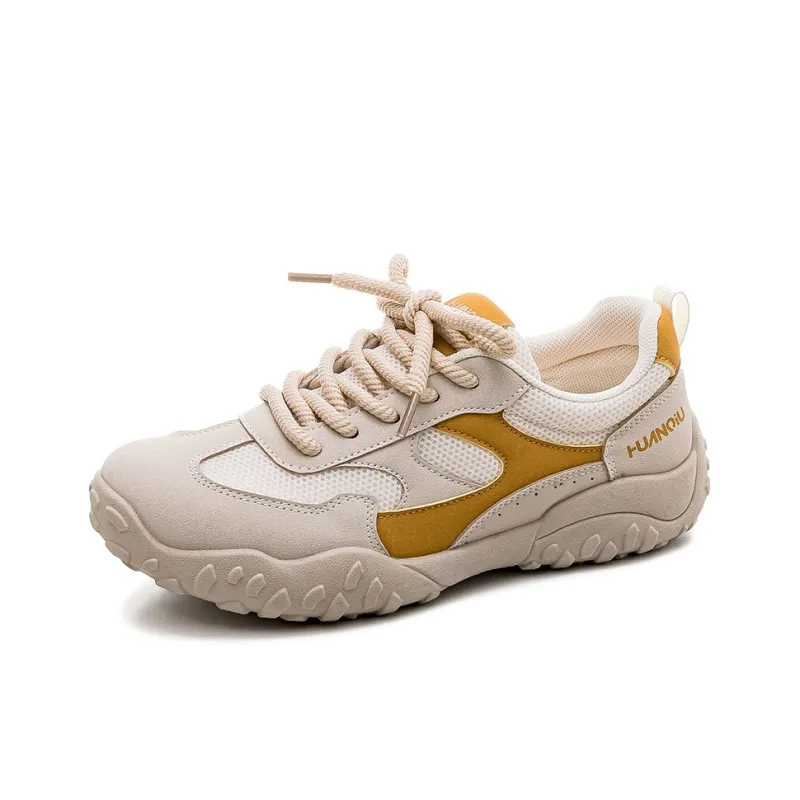 HUANQIU Slip Resistant, Breathable, Height Increasing Low Top Casual Shoes Women's Khaki-1