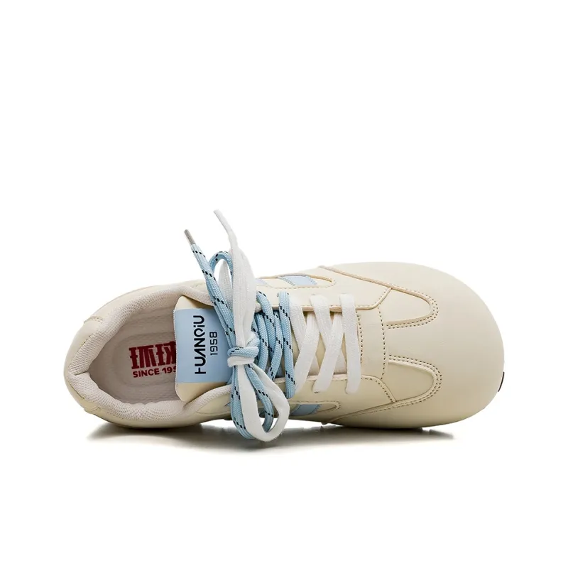HUANQIU Slip Resistant, Abrasion Resistant, Lightweight Low Top Skateboard Shoes Women's Yellow Blue-2