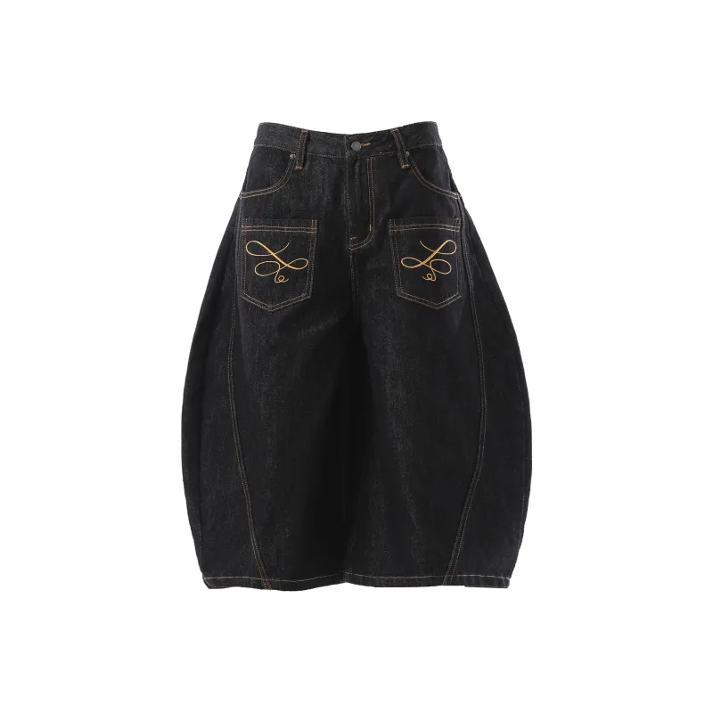 VINMUK Denim Shorts Unisex Black-0