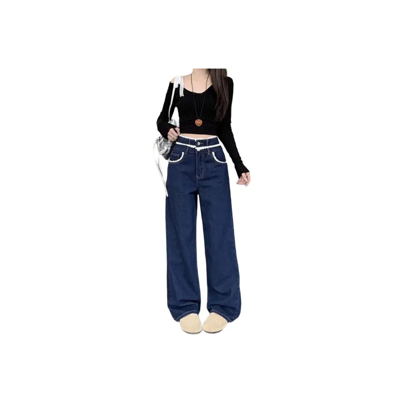 Flowers in water Jeans Women's Blue-0