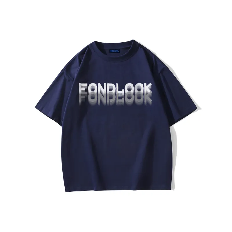FONDLOOK T Shirts Unisex Navy Blue-0