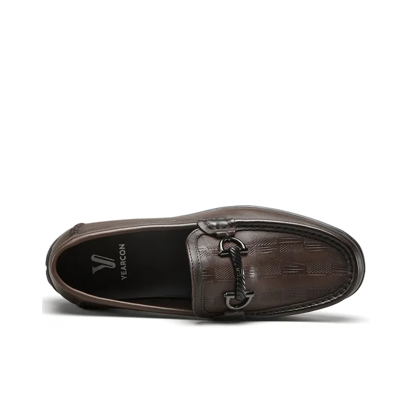 YEARCON Men's Casual Shoes Men Low Top Brown-6