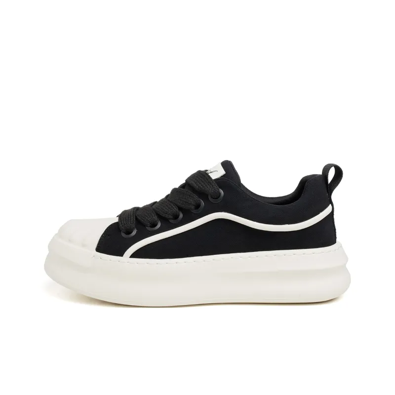 FED Lightweight Height Increasing Low Top Skateboard Shoes Men's Black-0