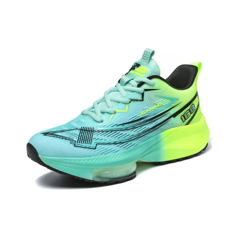 MEKY Running Shoes Men Low Top Black/White/Green-1