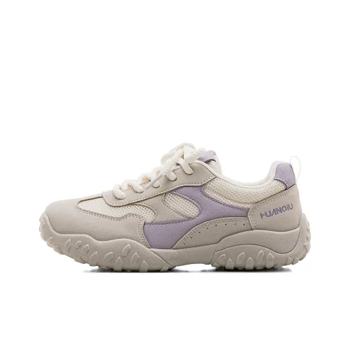 HUANQIU Anti Slip And Wear Resistant Height Increasing Low Top Casual Shoes Women's Beige Purple