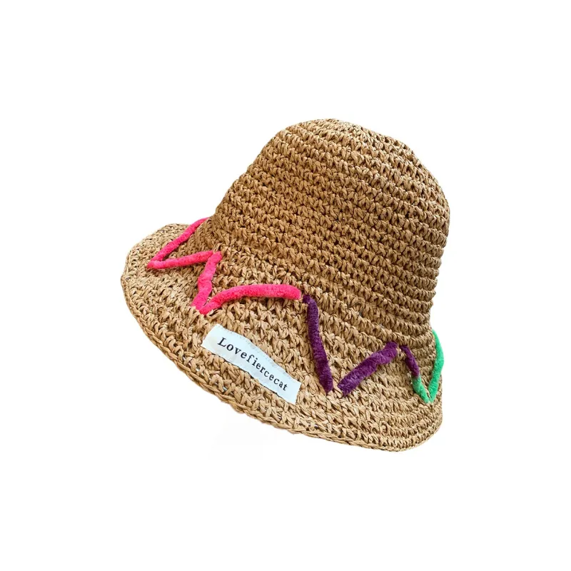 BOOLFEN Paper Reed Bucket Hats Women's-4