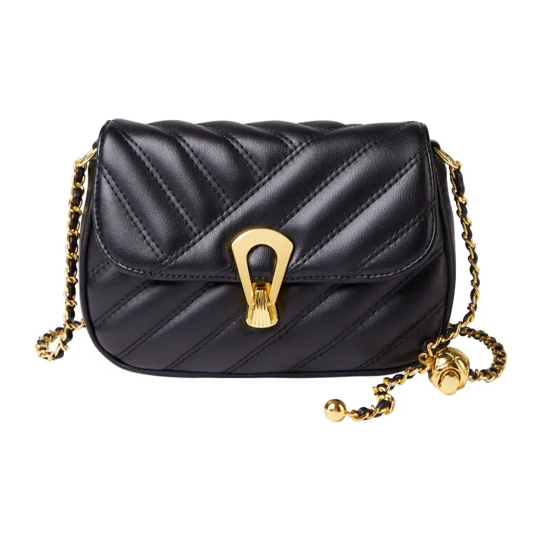 CNNCOO Cow Leather Crossbody Bag Women's Black/Ecru-1