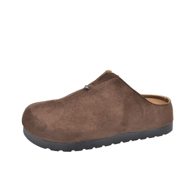 AJPAP Rubber Sole Leather Patchwork Closed Toe Slippers Women's-6