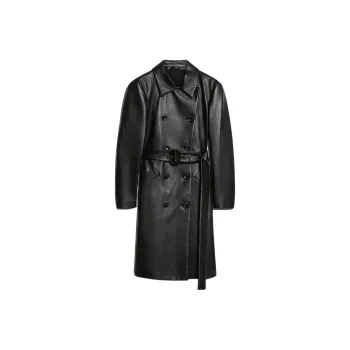 SportMax Belted Leather Trench Coat