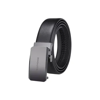 ELLE HOMME Cow Leather Belts Men's Gunmetal Width 3.5cm