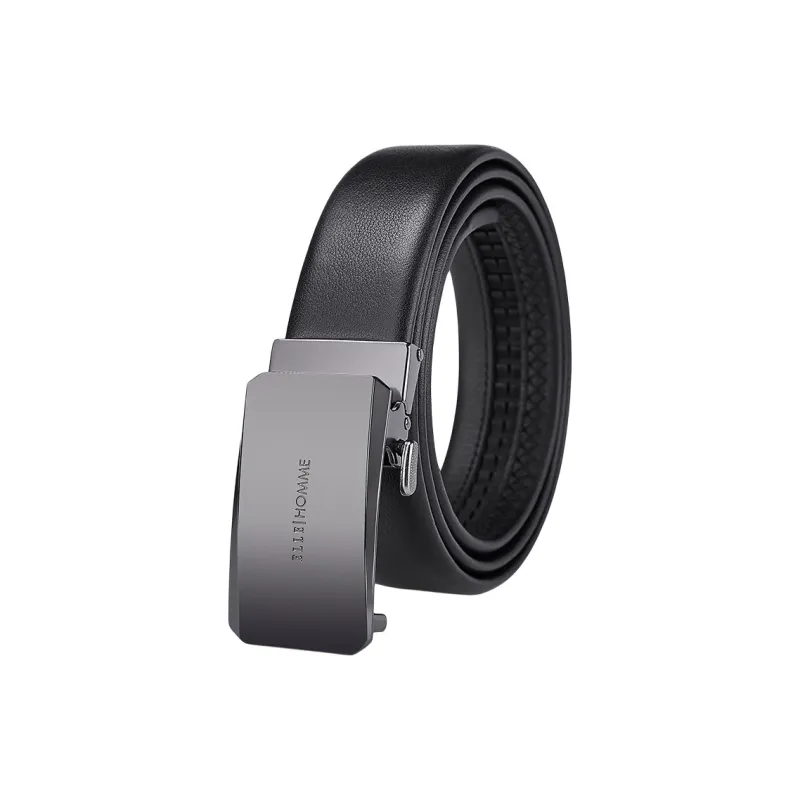 ELLE HOMME Cow Leather Belts Men's Gunmetal Width 3.5cm-0