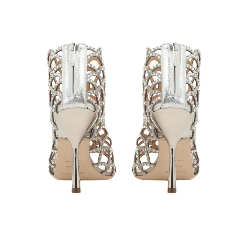 SERGIO ROSSI Sr Mermaid One Strap Sandals 10cm Women's Silver-3