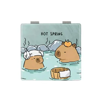 JIXUAN Capybara, Eternal With Pork, Portable Handheld Foldable Cute Make Up Mirrors