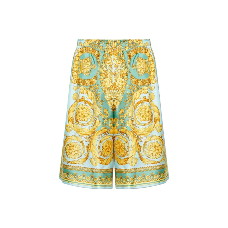VERSACE Barocco print Silk Shorts-0
