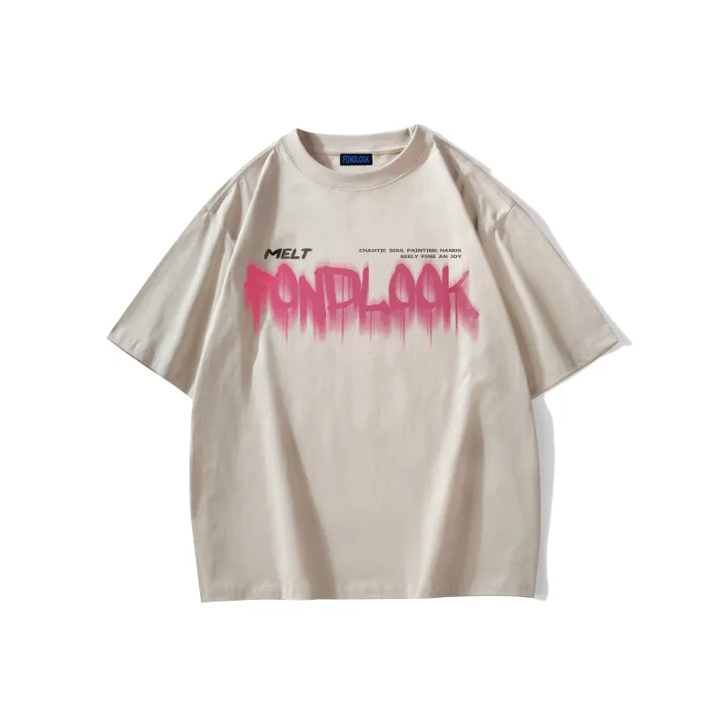FONDLOOK T Shirts Unisex Light Beige Apricot-0