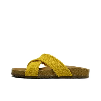 HUANQIU Slip Resistant Odor Resistant Slide Slippers Women's Yellow