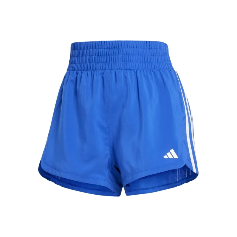 Adidas Women's Pacer 3 Stripes Woven High Rise Shorts Semi Lucid Blue/White-0
