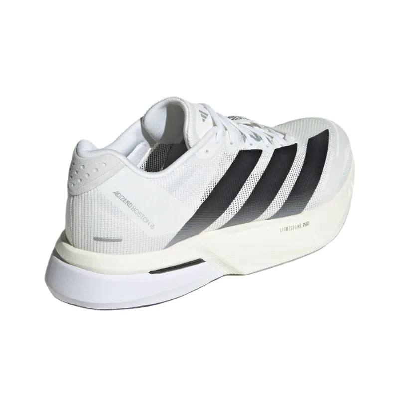 Adidas Adizero Boston 13 Slip Resistant Low Top Running Shoes Men's White Black-3