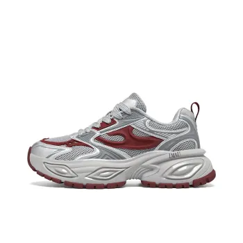 IMAU Chunky Sneakers Men Low Top Gray Red/Black/Light Coffee/Khaki