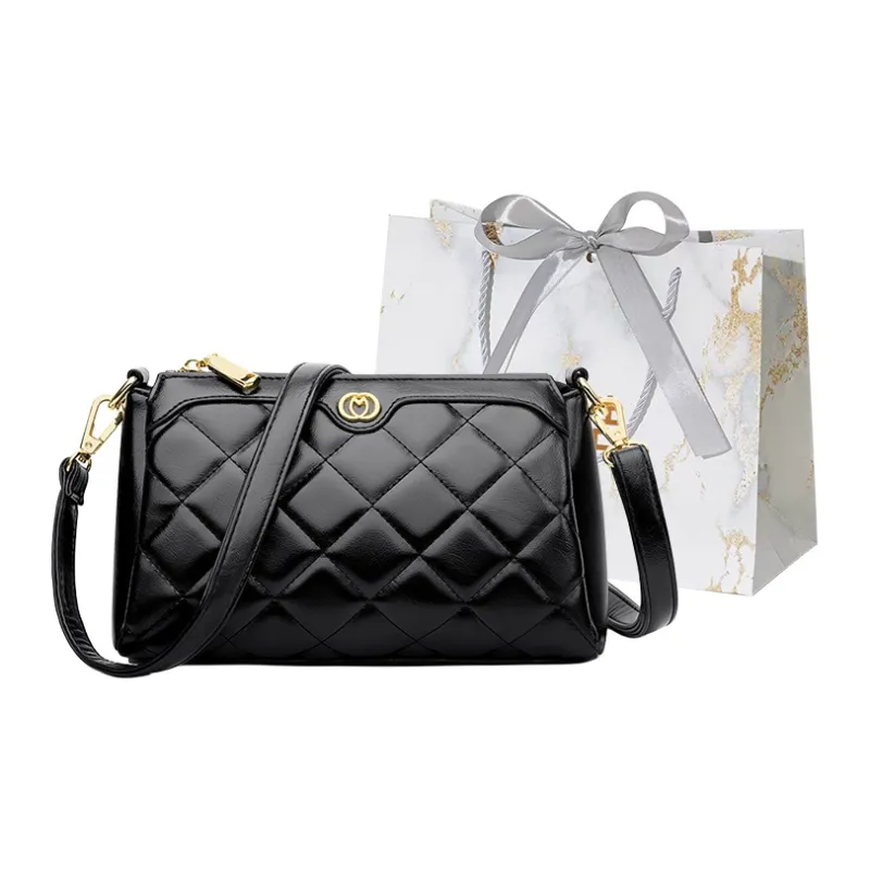 Cool PU Small Square Crossbody Bag, Shoulder Bag Women's Ecru/Black-3