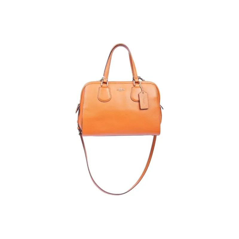 COACH Leather Tote Bag, Shopping Bag, Handbag Women's Orange-0
