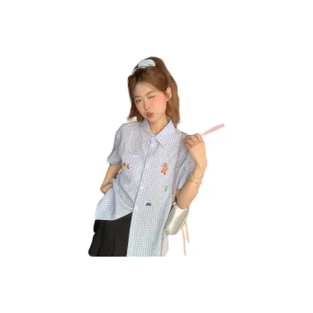 HELEH Shirts Women's Blue Plaid