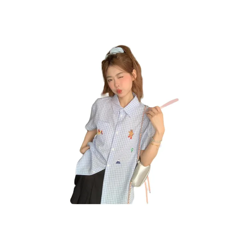 HELEH Shirts Women's Blue Plaid-0