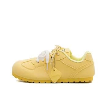 HUANQIU Slip Resistant, Abrasion Resistant, Lightweight Low Top Skateboard Shoes Women's Cheese Yellow