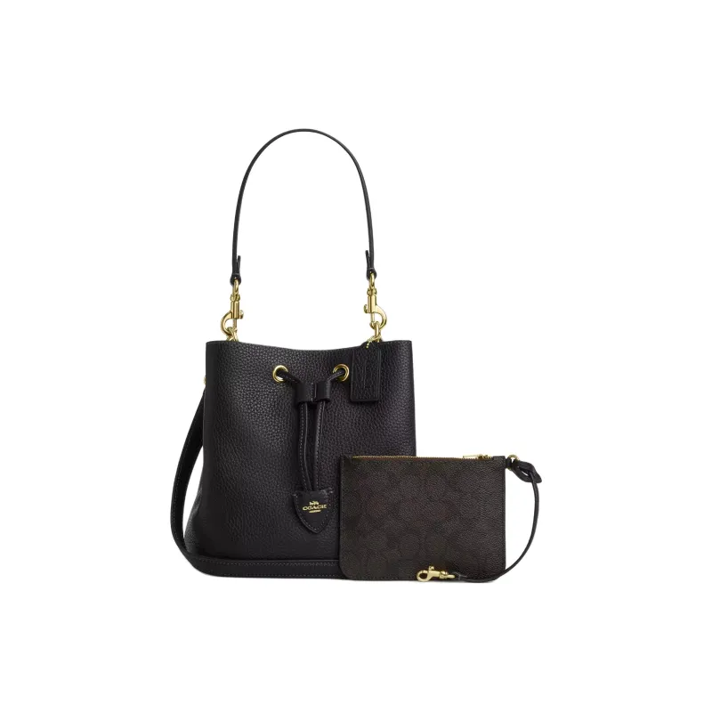 COACH Rowan Leather Handbag Trumpets Women's Black-1