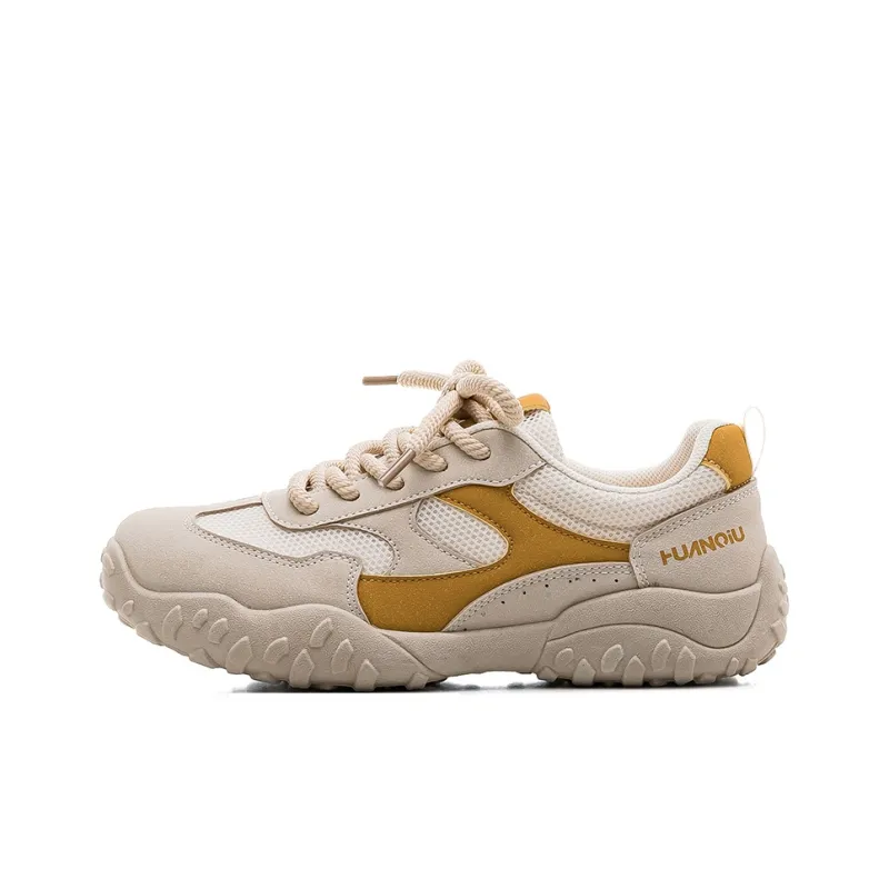 HUANQIU Slip Resistant, Breathable, Height Increasing Low Top Casual Shoes Women's Khaki-0