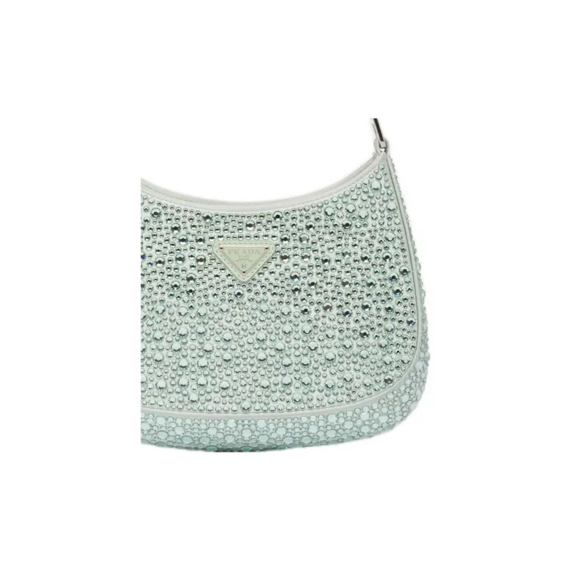 PRADA Cleo Satin Bag With Appliques Aqua-3