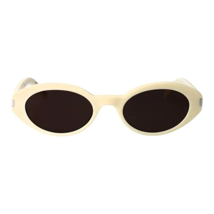 SAINT LAURENT Oval Sunglasses Women's Ecru-1
