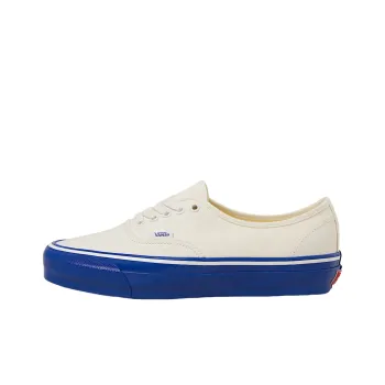 Vans Premium Authentic Anti Slip Wear Resistant Low Top Skateboard Shoes Unisex White Blue